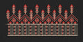 Red And Beige Geometric Floral Endless Border Embroidery Design