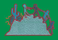 Desert Teamwork Figures Climbing Mountain Embroidery Design