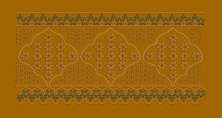 Paneled Floral Cross Trim Embroidery Design