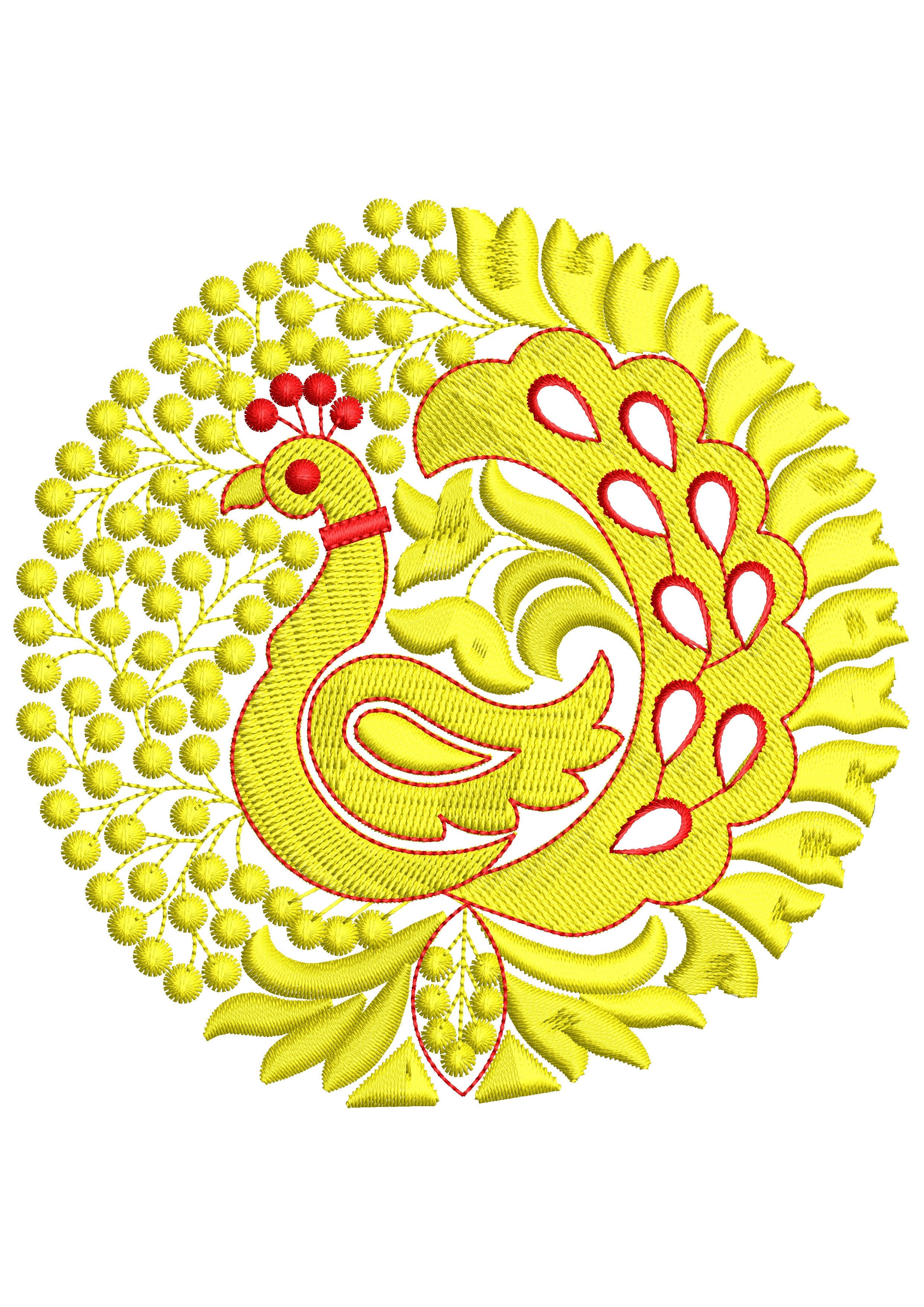 Circle Peacock Embroidery Design