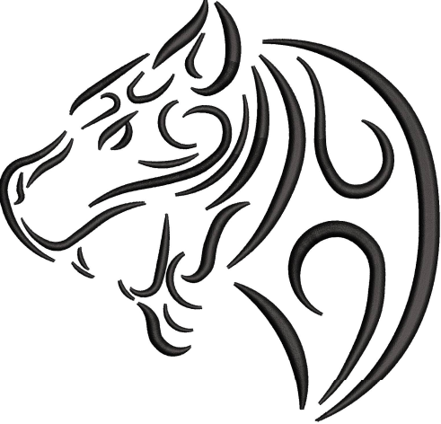 Tiger Face Line Embroidery Design