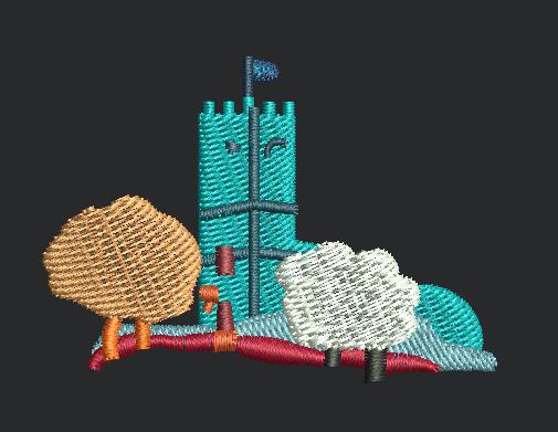 Fortress Amidst the Clouds Embroidery Design