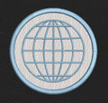 Global Grid Badge Embroidery Design