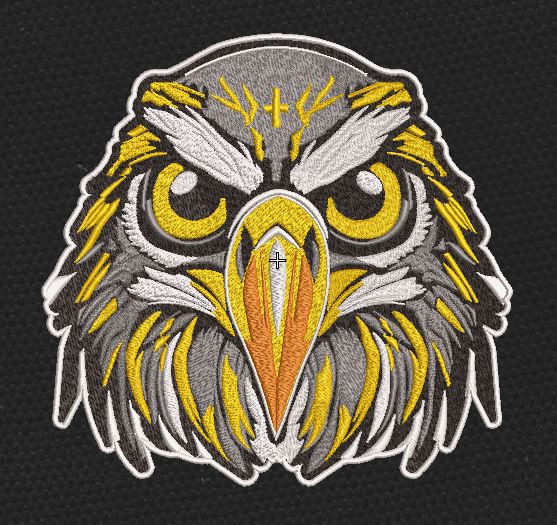 Sharp Gaze Grey & Gold Embroidery Design