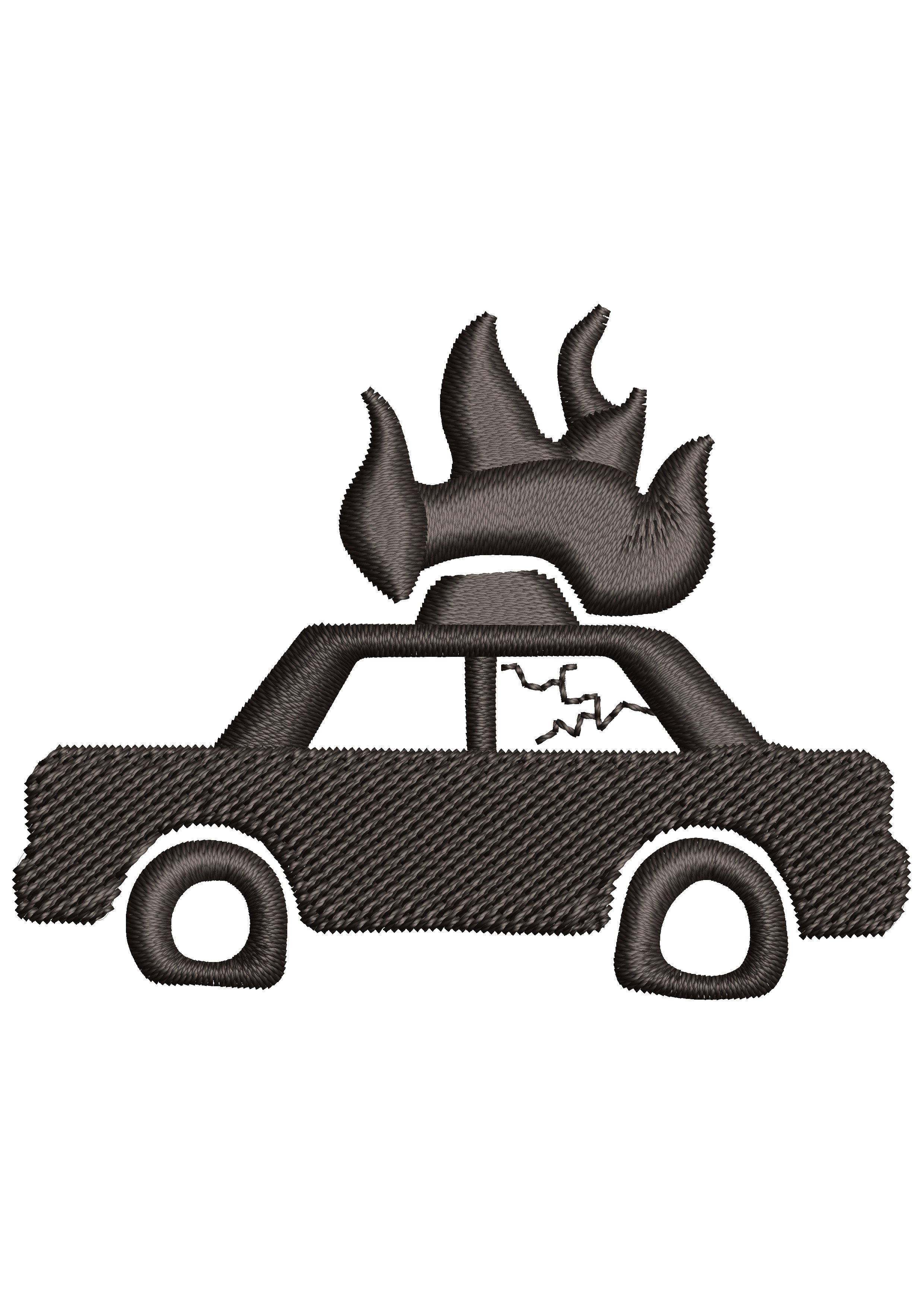Flame Car Embroidery Design