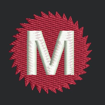 Letter M Monogram Embroidery Design