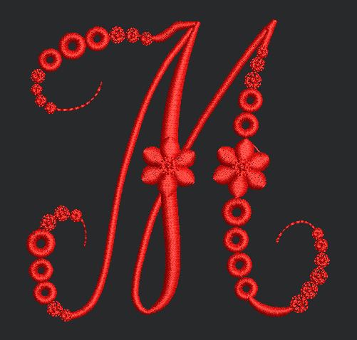 Floral Red Colour Embroidery Design