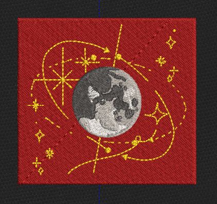 Orbital Moon Gold & Grey Embroidery Design