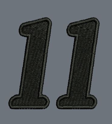 Eleven in Black Embroidery Design