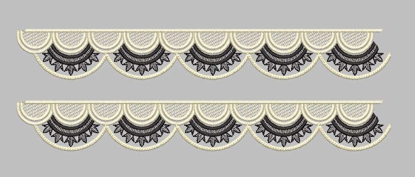 Scallop Edge Monochrome Border Embroidery Design
