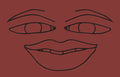 Stylized Smiling Face Outline Embroidery Design