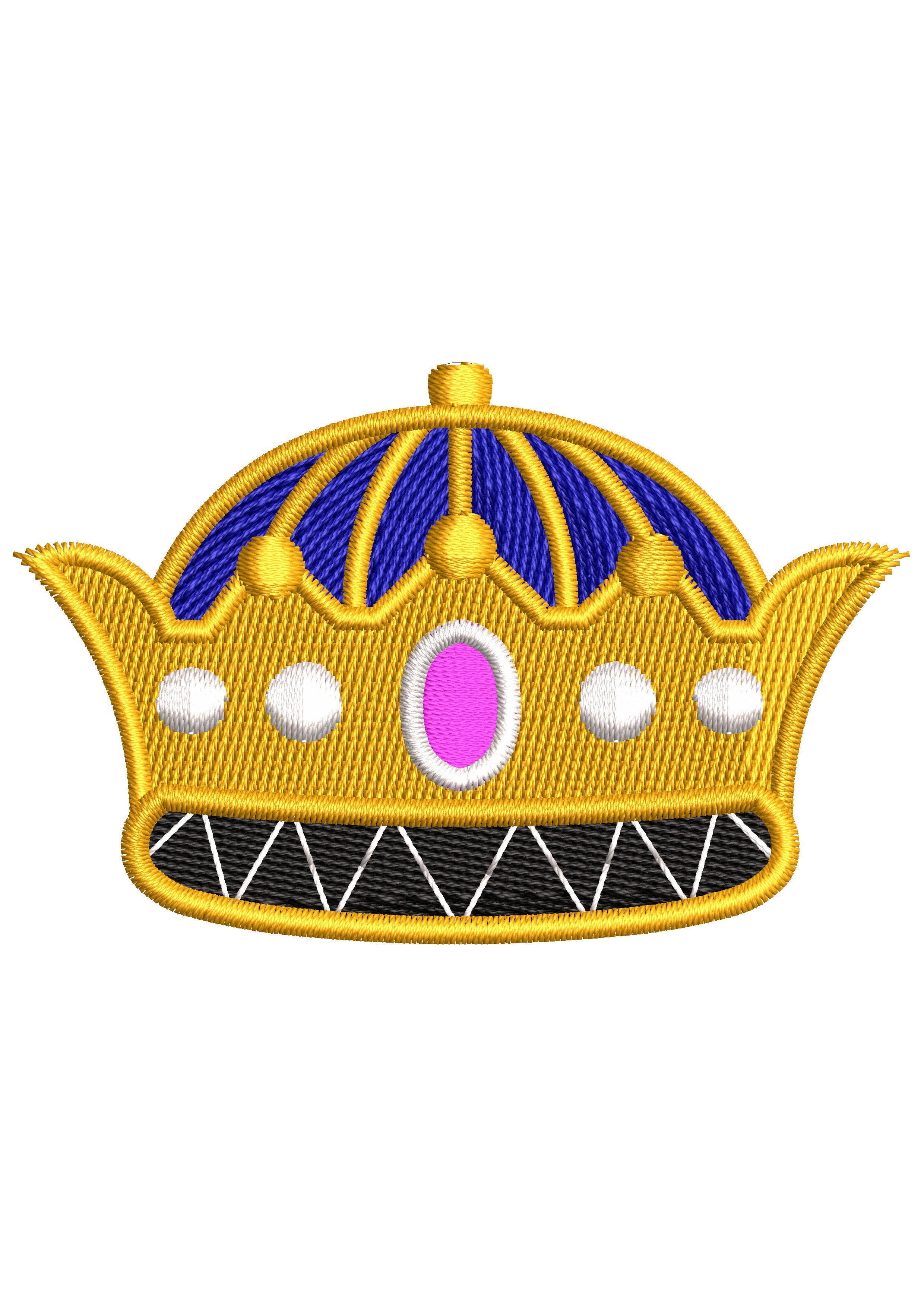Crown With Diamond Embroidery Design