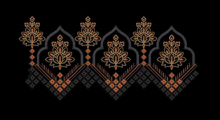 Arch Floral Zigzag Embroidery Design