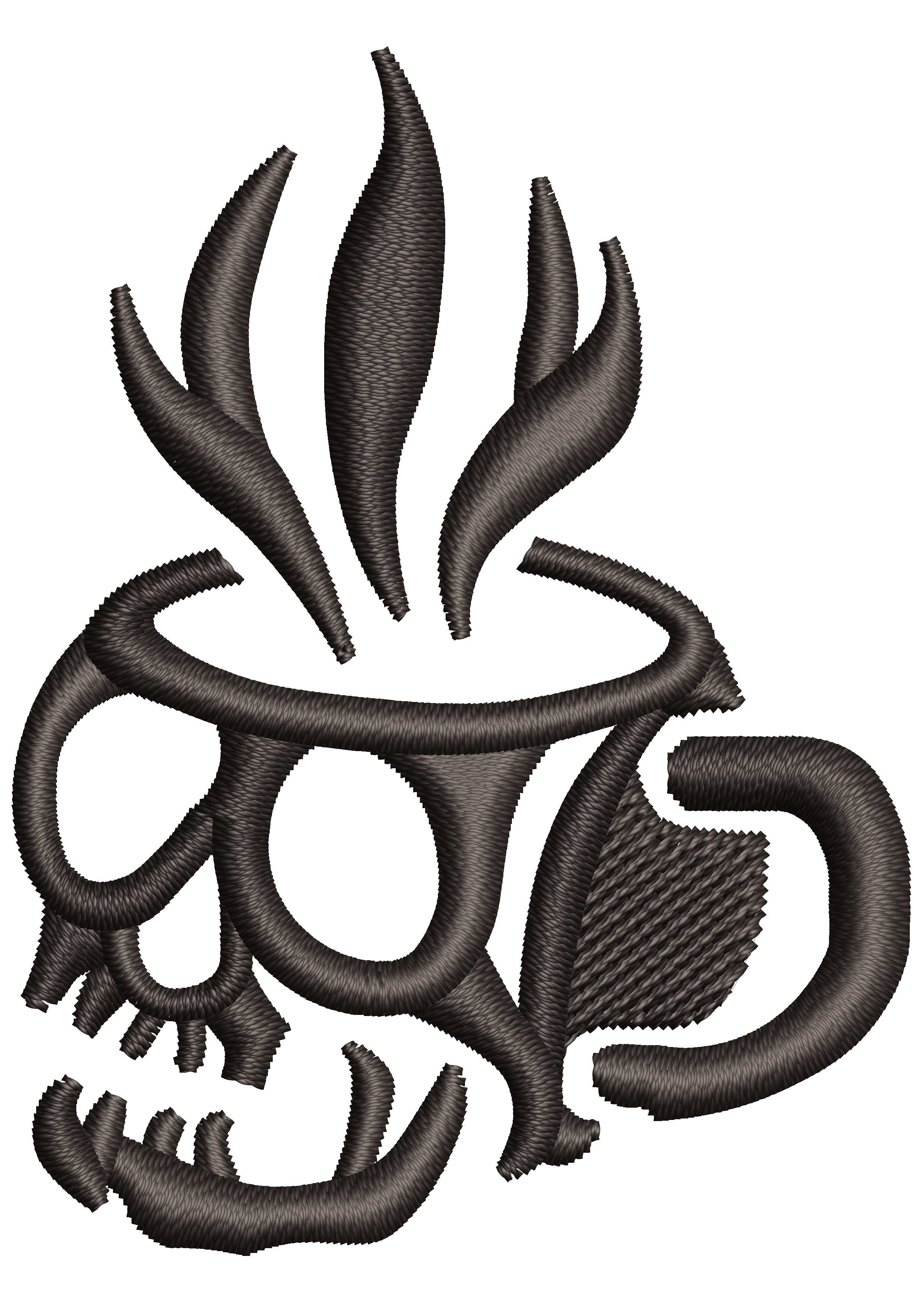 Cup Skull Embroidery Design
