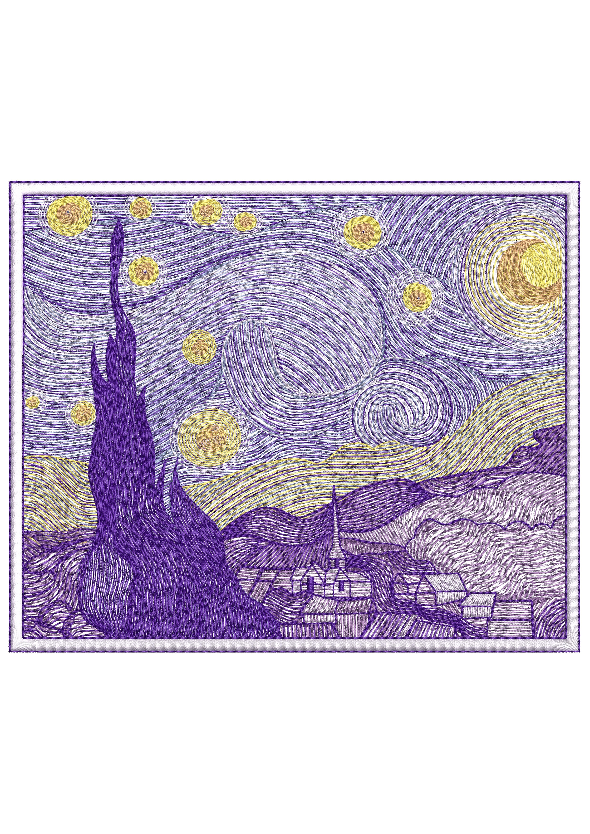 Starry Night Embroidery Design