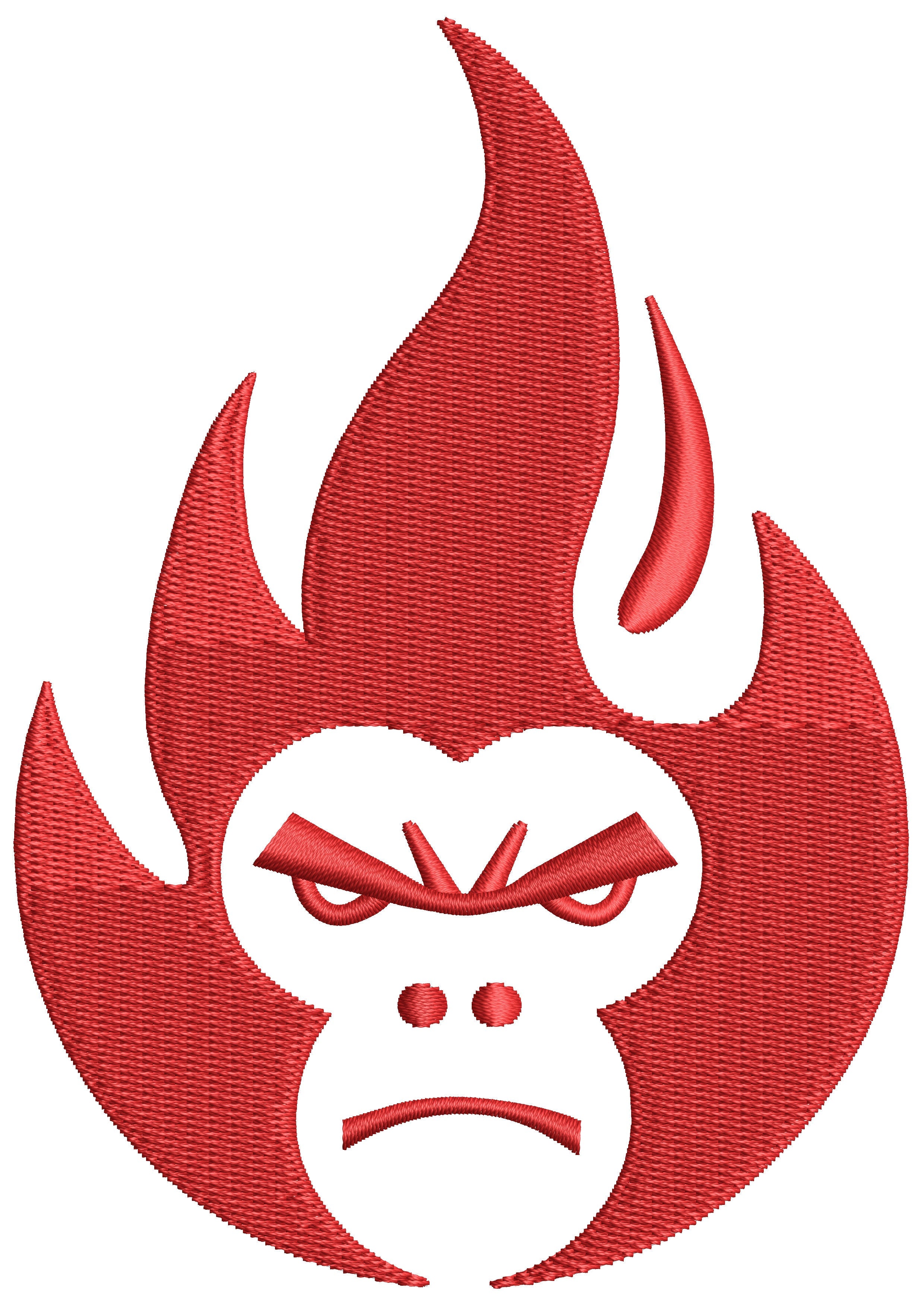 Monky Flame Head Embroidery Design