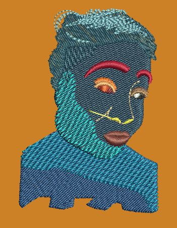 Stylized Portrait Study Embroidery Design