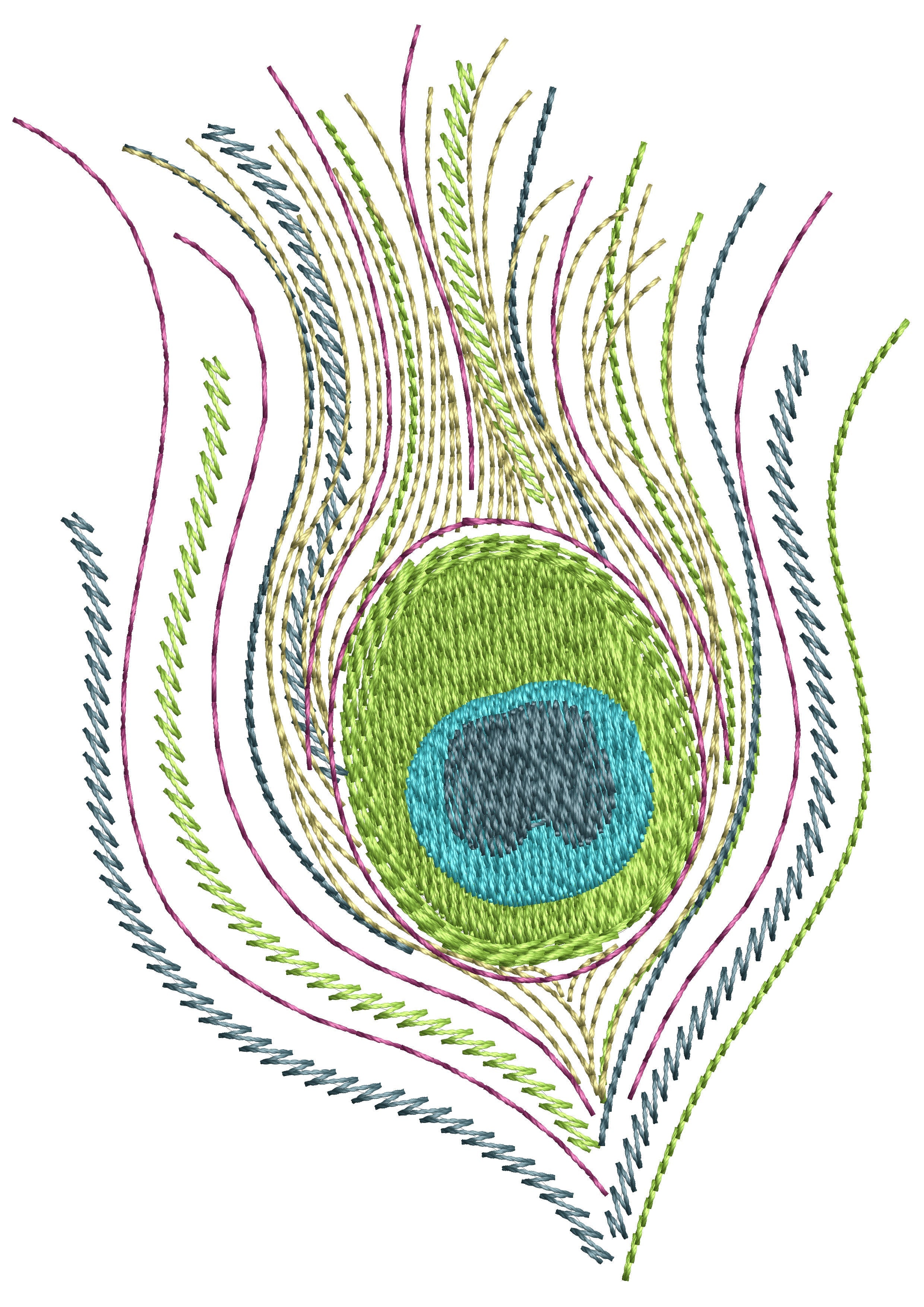 Peacock Feather Sequin Embroidery Design