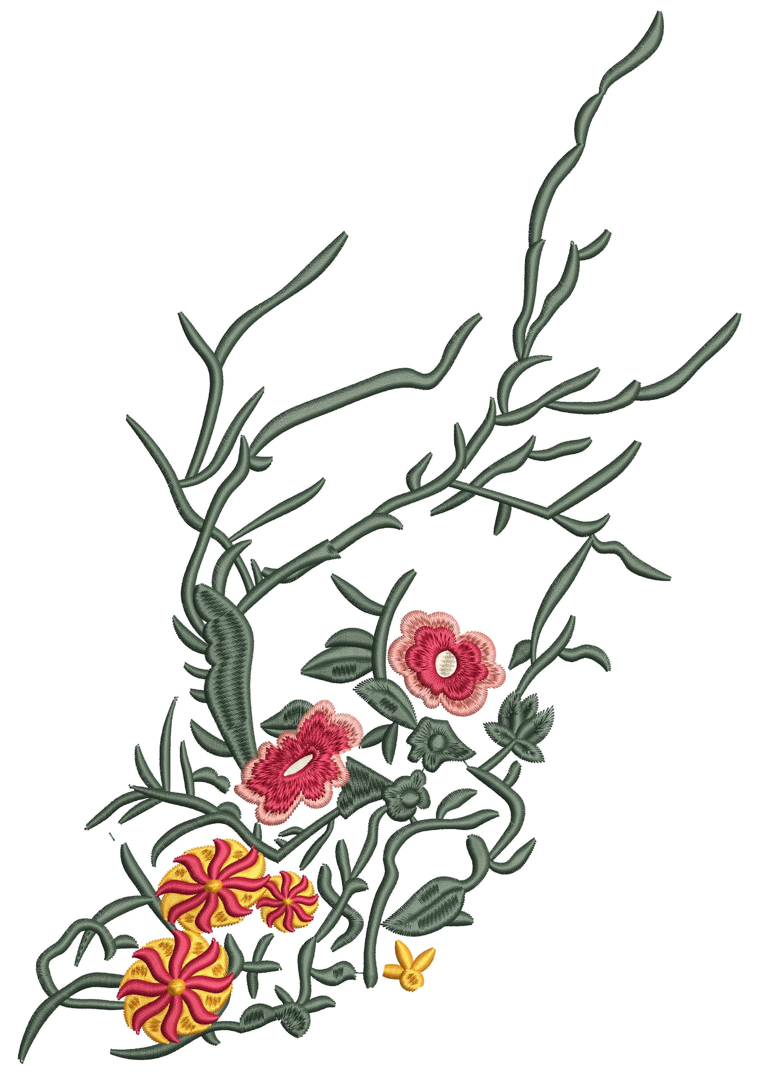 Thorn Flower Embroidery Design