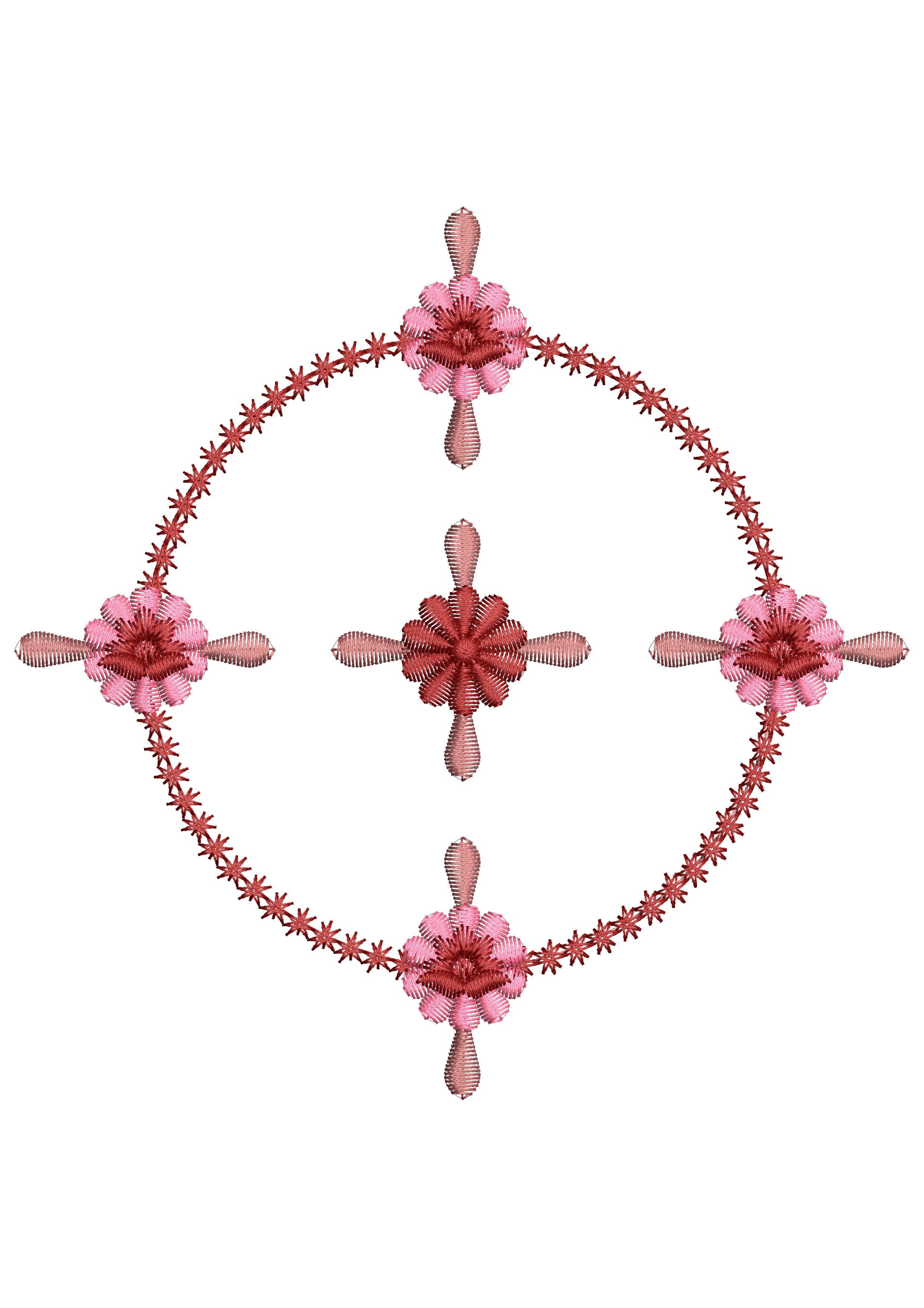 Rose Star Embroidery Design