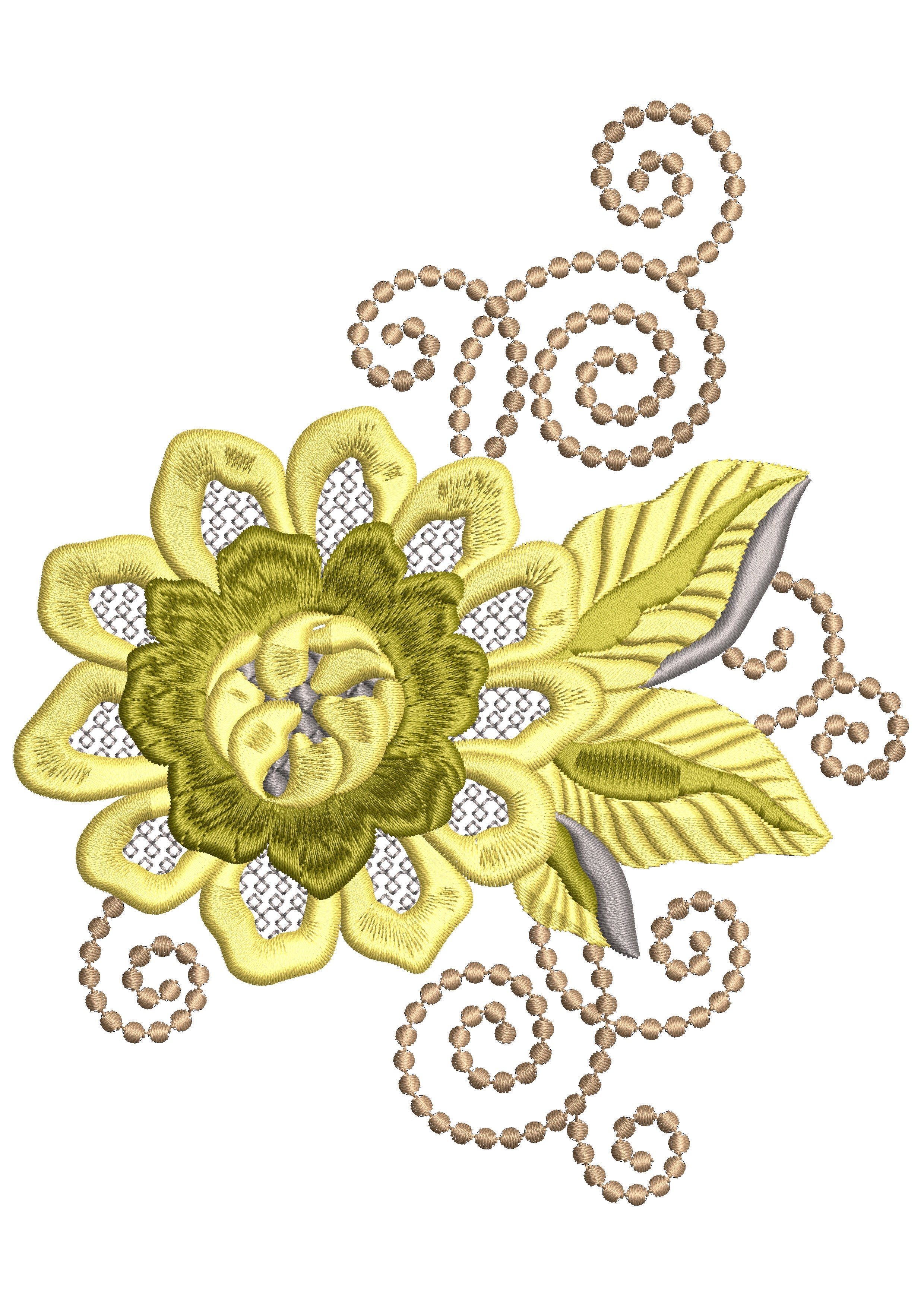 Swiral Flower Embroidery Design