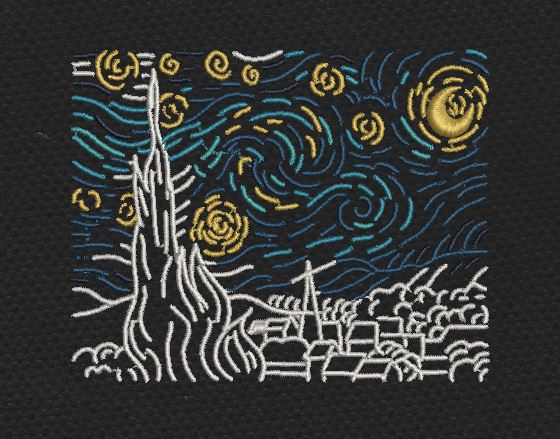 Starry Night Embroidery Design