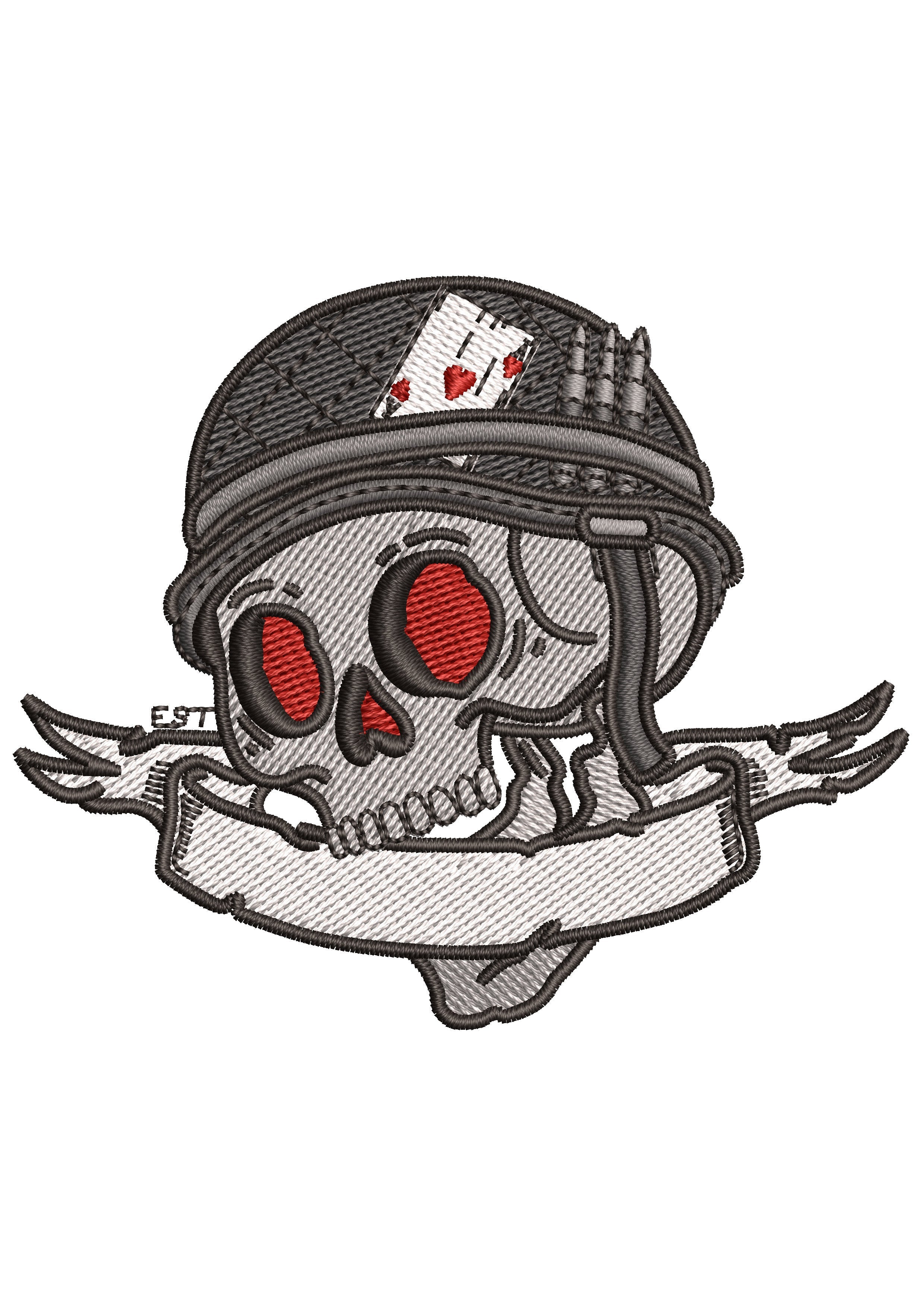 Worrior Skull Embroidery Design