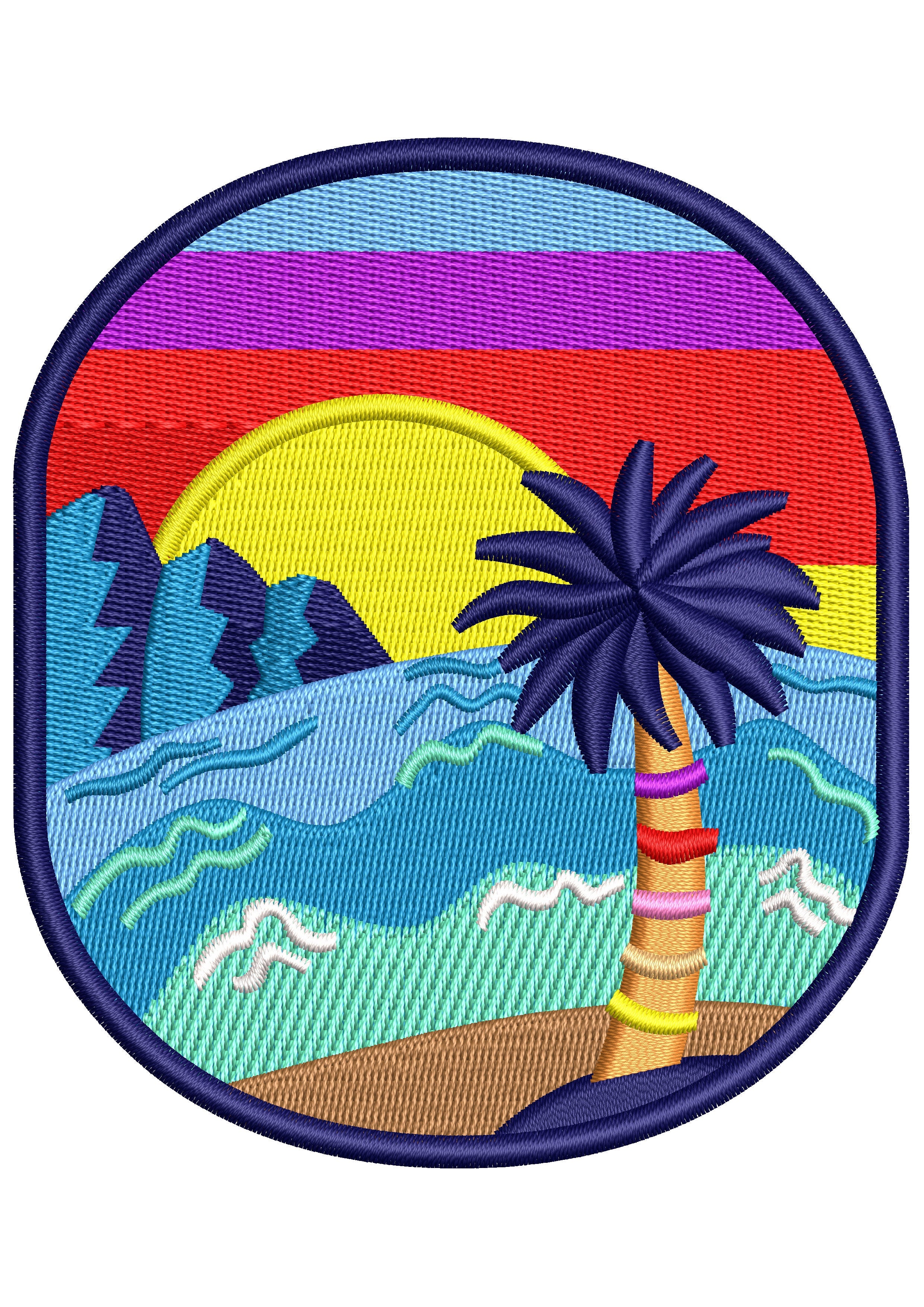 Palm Sunset Embroidery Design