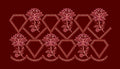 Diamond Chrysanthemum Scallop Border Maroon & Pink Embroidery Design