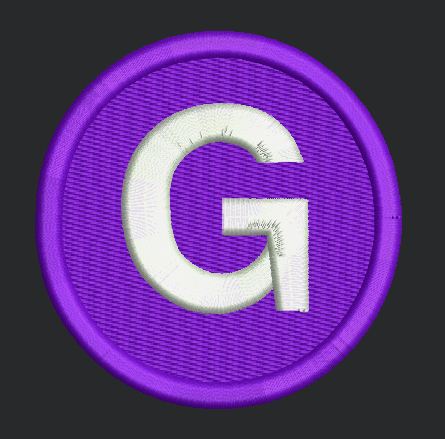 Purple Letter G Patch Embroidery Design