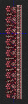 Crimson Floral Pine Tree Border Black & Deep Red Embroidery Design