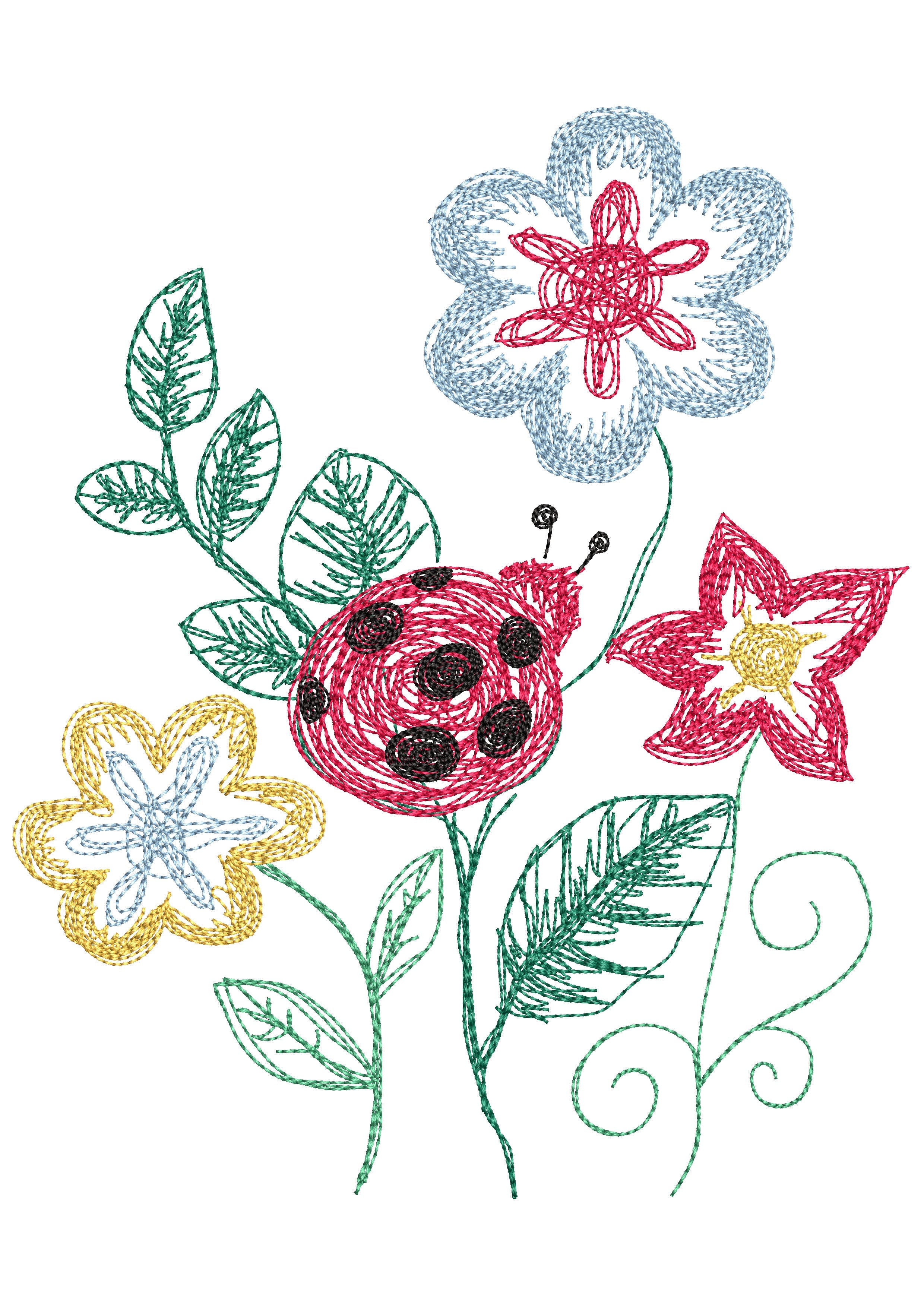 Flower Bug Embroidery Design