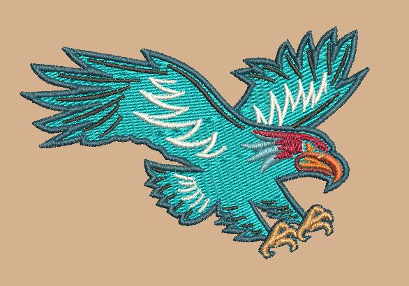 Harlan Hawks Flying Bird Embroidery Design