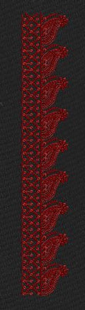 Vertical Paisley Side Border Black & Red Embroidery Design