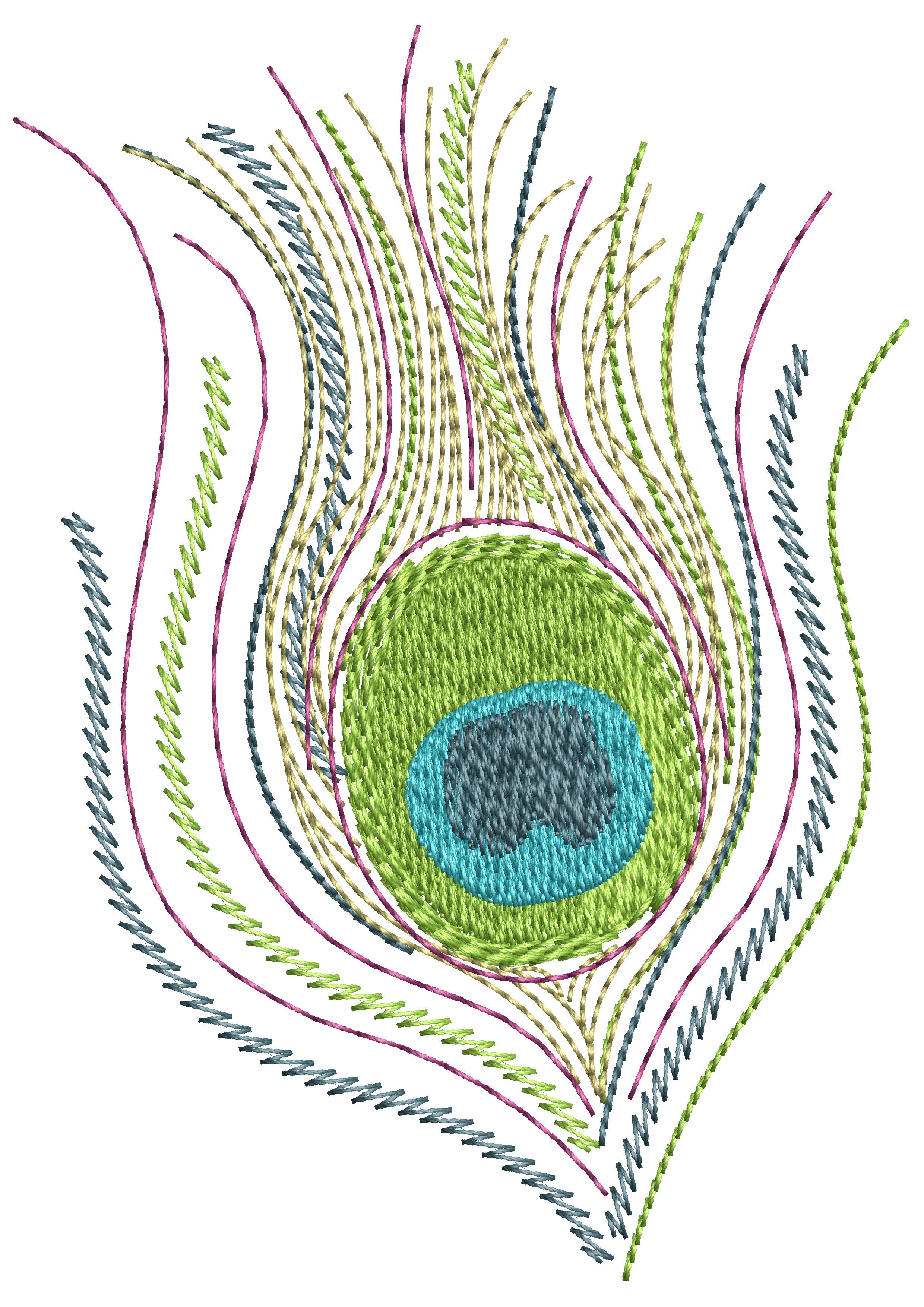 Sequin Peacock Feather Embroidery Design