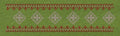 Floral Jacquard Woven Red & Green Embroidery Design