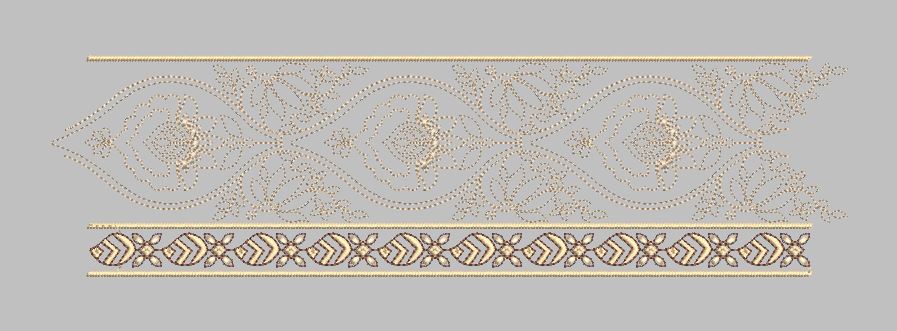 Leafy Vine and Paisley Ornamental Border Embroidery Design