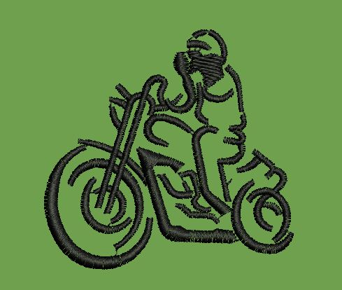 Motorcycle Rider Embroidery Design