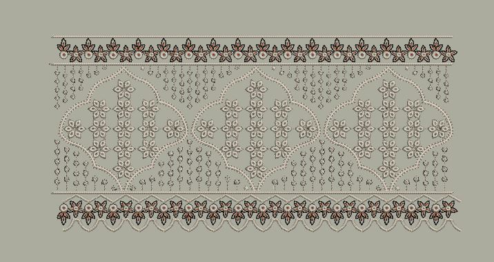 Silver Petal Lattice Embroidery Design