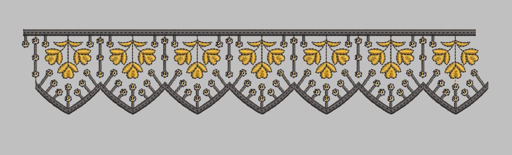 Guided Triple Bud Chevron Scallop Embroidery Design