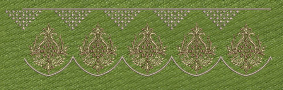 Floral Jacquard Woven Green Embroidery Design