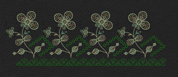 Floralgarden Black & Teal Embroidery Design