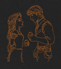 Romantic Couple Copper Outline Embroidery Design