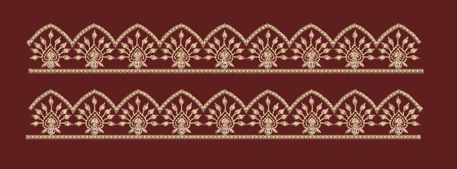 Maroon Peacock Fan Double Border Maroon & Golden Beige Embroidery Design
