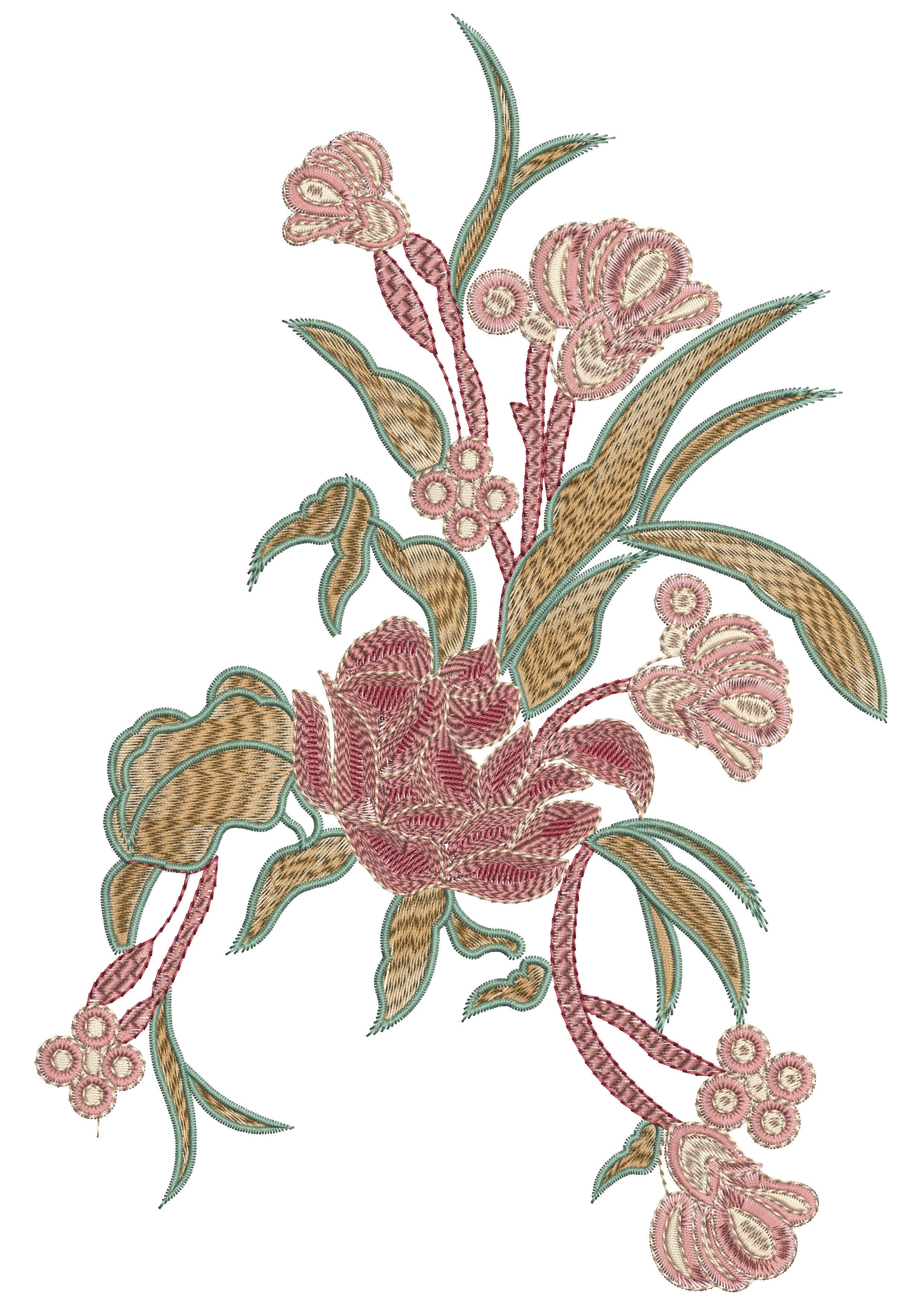 Bunch Symmetry Floral Embroidery Design