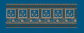 Blue and Gold Geometric Floral Border Embroidery Design