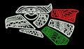 Mosaiced Raptor Tricolor Embroidery Design