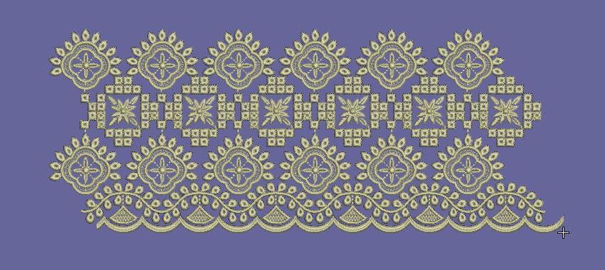 Geometric Off White Lace Border Embroidery Design