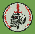 Pierced Craniate Emblem Embroidery Design