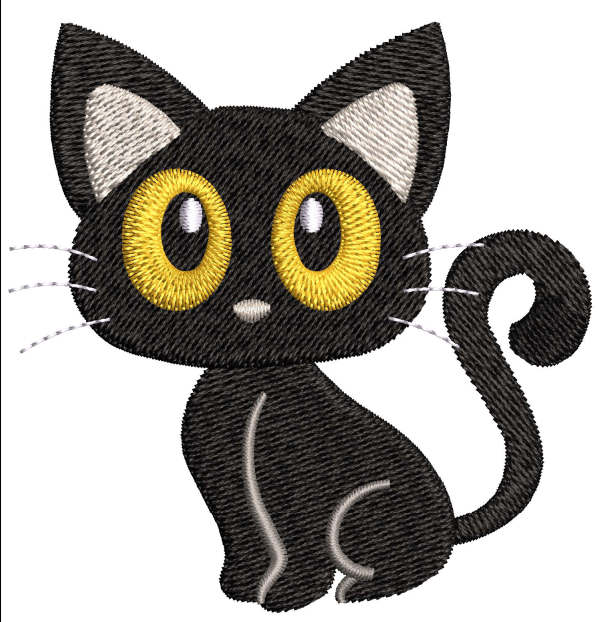 Black Cat Embroidery Design
